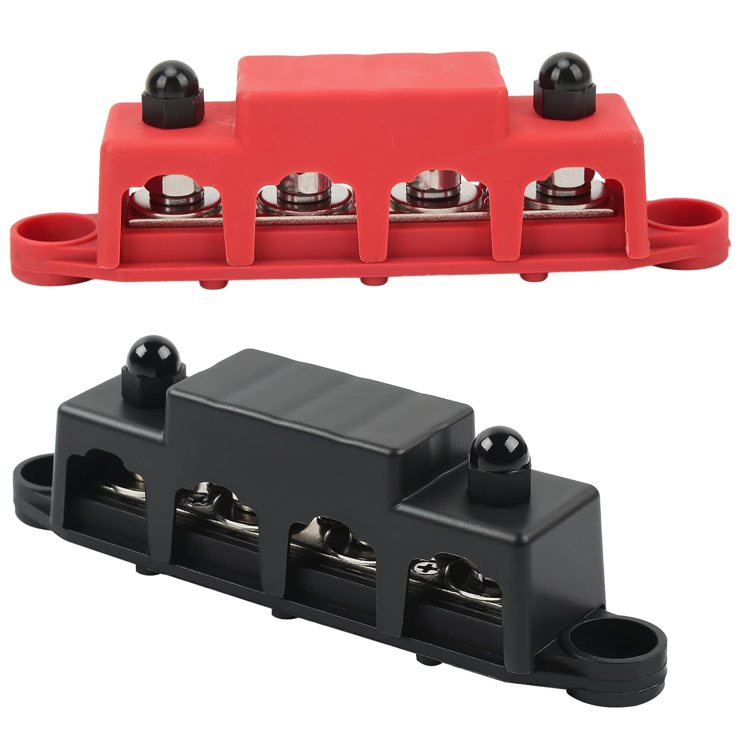 Buy AMOMD Bus Bar Box Heavy Duty Module Design Battery Power Distribution Junction Terminal Block With 4x M8 Copper Terminal Studs Marine Ground Dc12 24