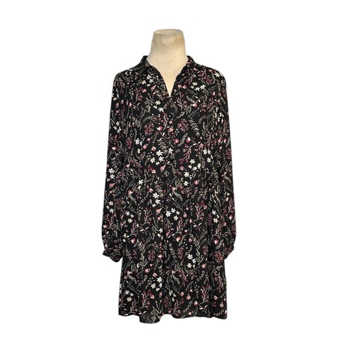 Lila Rose black floral long sleeves mini dress size 8 - Bild 1 von 17