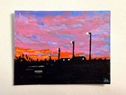 Original Acrylic Painting ACEO - Dark Road Landscape, OOAK Signed — photo 1