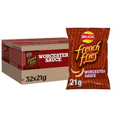 Walkers French Fries Worcester Sauce Snacks Crisps 21g 21 g (Pack of 32)