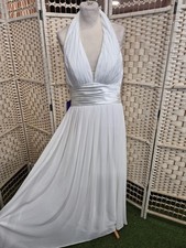 JJ’s House Ivory Halter Neck Maxi Dress with Removable Back Bow – Size UK 12