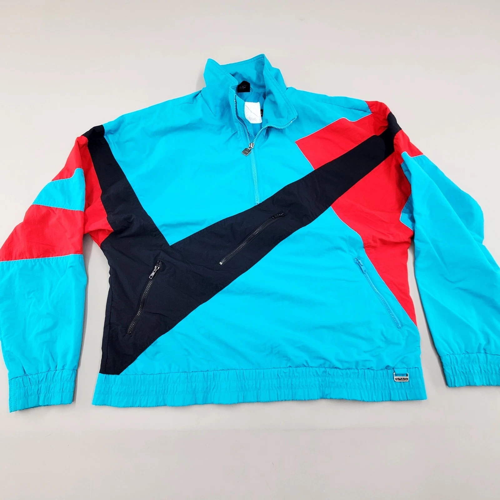Vintage White Stag 80s 90s Ski Shell Windbreaker Pullover Snow Winter Sport Teal