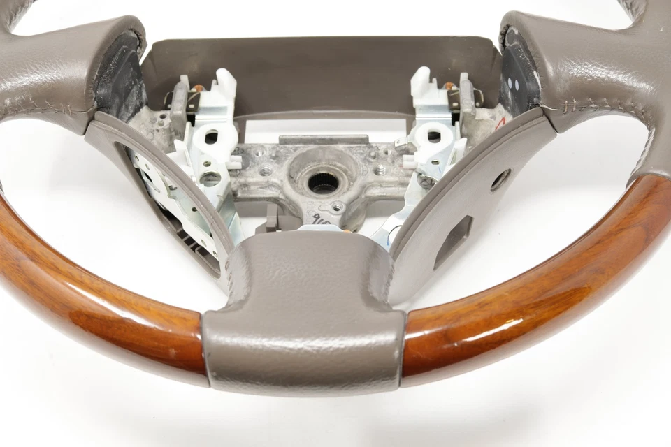 1999-2003 Lexus RX300 Leather Wood Steering Wheel Gray w/ Pistol Grip OEM - Image 3 of 4