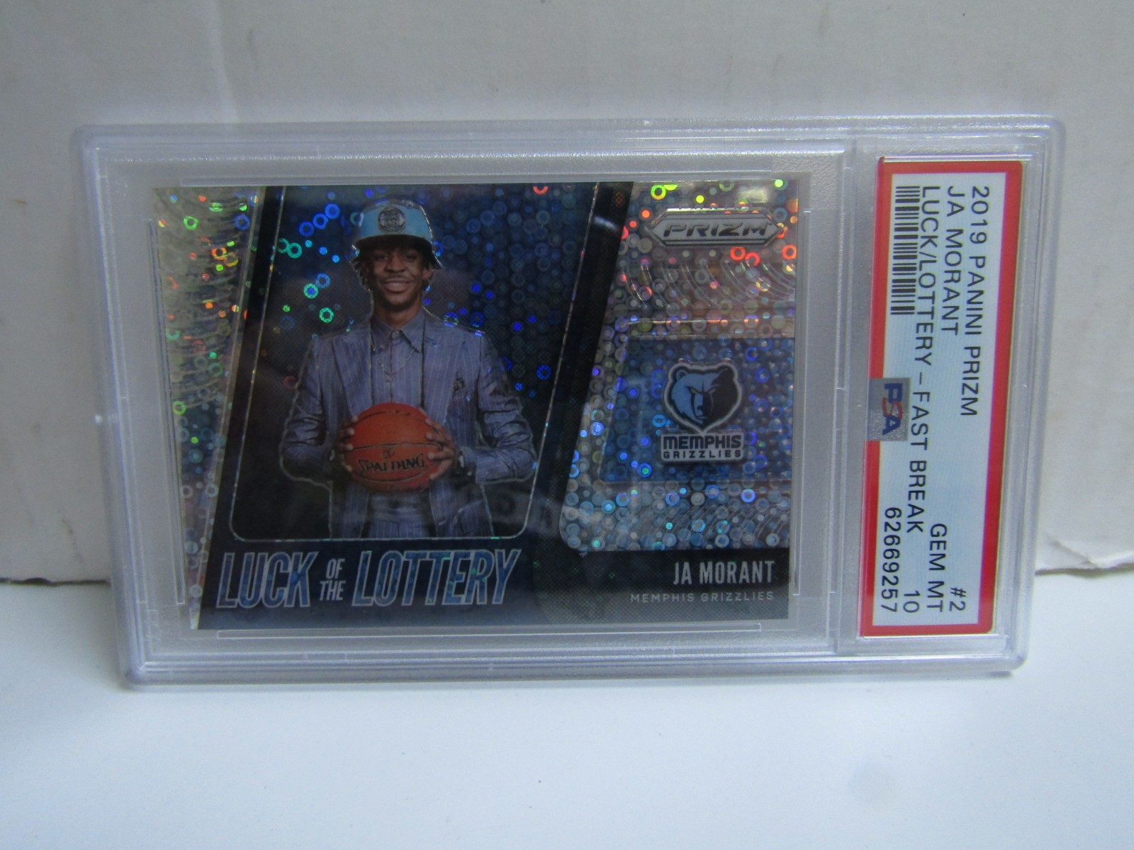 PSA 10 2019-20 Prizm #2 Ja Morant Luck Of The Lottery Fast Break RC Grizzlies