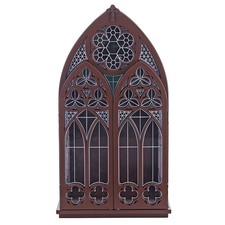 Armario de madera relicario gótico - mancha de nogal mesa decoración colección religiosa