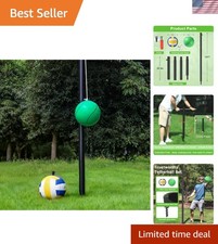 Tetherball Ball and Rope, 12 FT Tetherball Set, Adjustable Tether Ball Pole w...