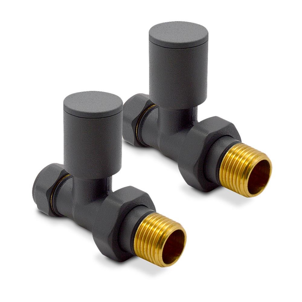 Anthracite Straight Valves Round Head Radiator & Towel Rail (Pair)