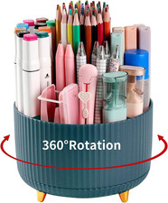 Desk Pencil Pen Holder, 5 Slots 360 Degree Rotating Pen Organizers for Desk, Des
