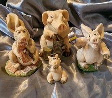 4 Pigging Ornaments Collectables Pig Figurines