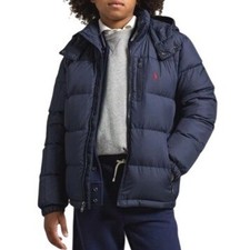 Ralph Lauren Boy's Navy Blue Ripstop Puffer Quilted Removable Hood Size 7