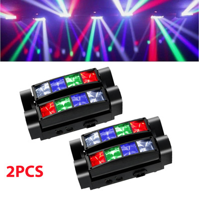 2XSpider Moving Head Lighting Beam Stage DMX Disco Party DJ Lights RGBW 8LED BAR