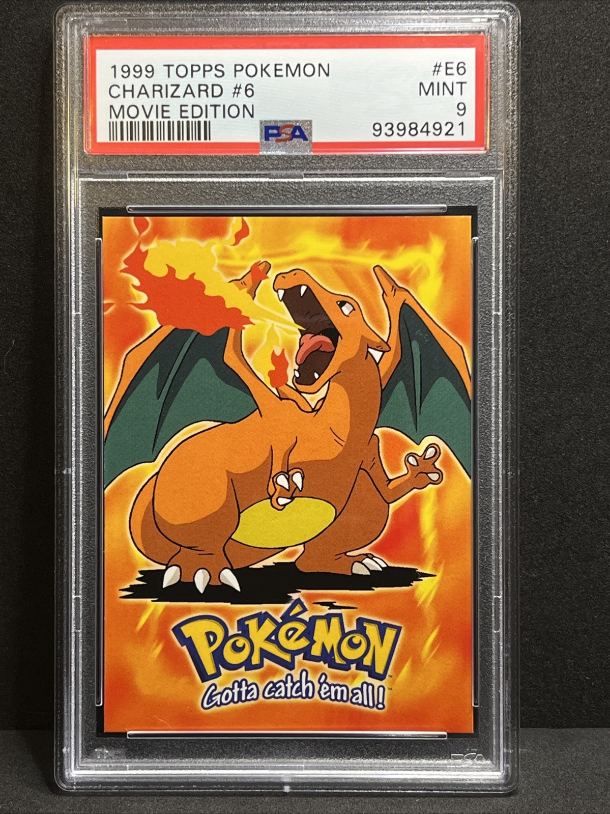 1999 Topps Pokemon Movie Edition #E6 Charizard Blue Logo PSA 9 MINT