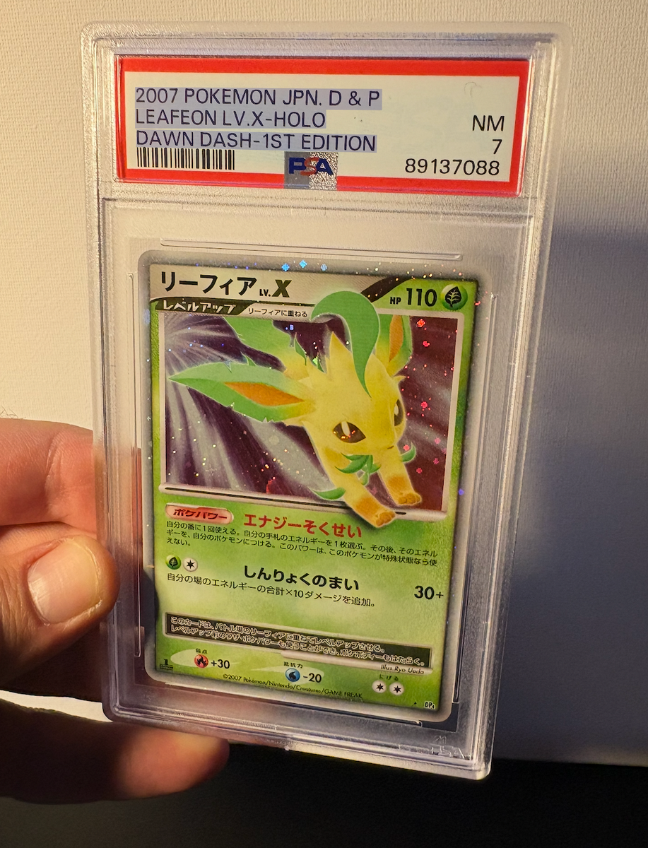 PSA 7 2007 Pokemon Japanese Dawn Dash Leafeon LV.X Holo 1st Ed DP4