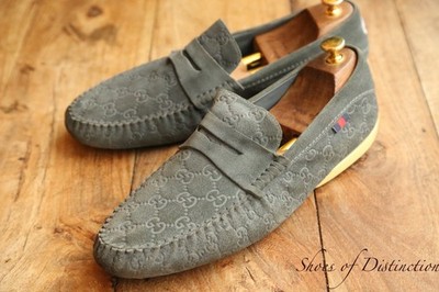 Gucci GG Monogram Grau Wildleder Halbschuhe Schuhe Herren UK 11,5 E US 12,5 EU 45,5