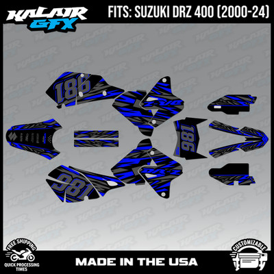 Graphics kit for Suzuki DRZ400 SM, S and E (2000-2024) Twitch Series - Blue