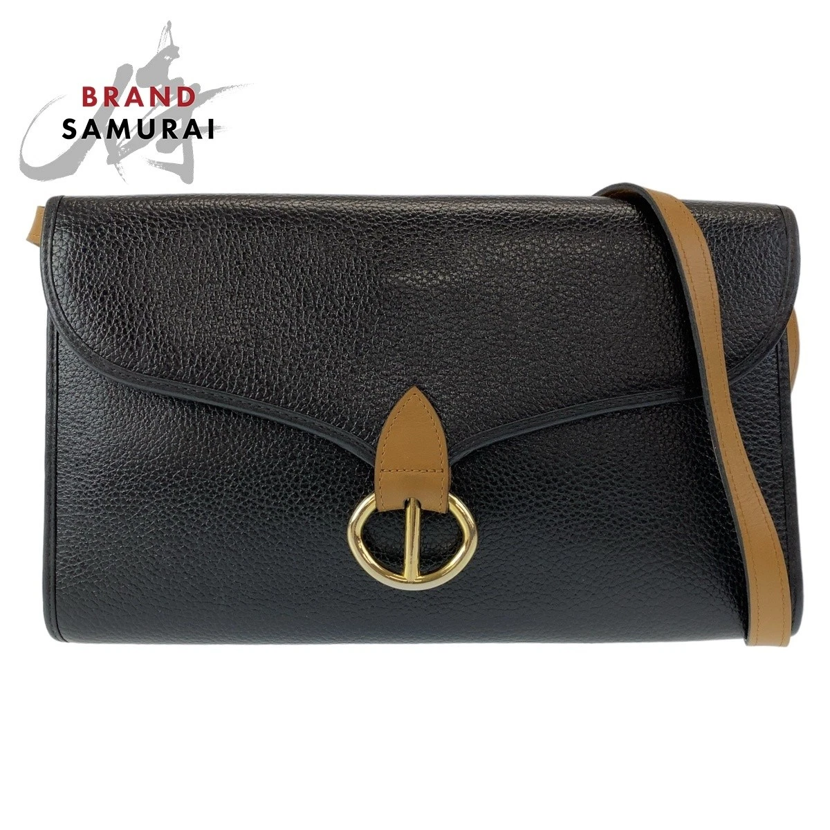 Sac bandoulière Dior vintage noir or quincaillerie cuir diagonale pochette femme