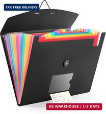 13 Pocket Accordion File Organizer with Elastic Closure, Expanding File Folder f