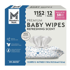 Member's Mark Premium Refreshing Clean Scented Baby Wipes, 12 Packs 1152 ct. 