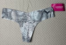 COMMANDO Underwear Women S/M Stone Python Thong Low Rise Raw Cut.