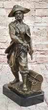 Handmade Art Collector Collectible Pirate with Sword Bronze Sculpture Figurine