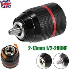 Keyless Drill Chuck Metal Heavy Duty 1/2-20 UNF Threaded 2-13mm Capacity Tool