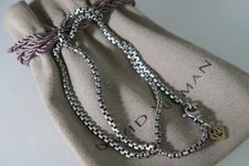 David Yurman 925 Sterling 585 Gold 2.5 mm Cable Box 16" Chain Necklace DY Pouch