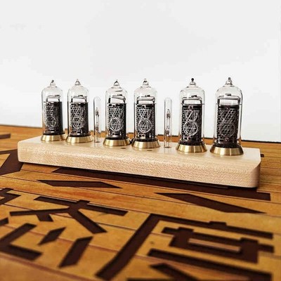 Maple Version IN14 Retro Glow Tube Clock Bluetooth Control Nixie Tube Clock