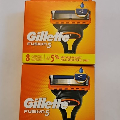 (2)Gillette Fusion5 Razor Blade Refill Cartridges 8 Pack 5-Blade Stainless Face