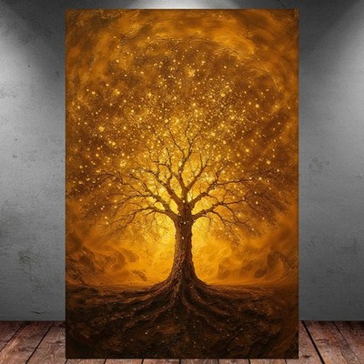 LEINWAND BILD ER XXL ABSTRAKT GOLD BAUM GOLDEN TREE MODERN WAND POSTER P1595
