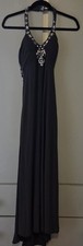 Cache Dark Gray Evening Gown Size 4 Beaded Neckline Formal Prom Wedding Stunning