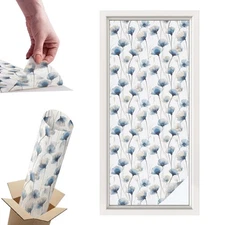 Easy DIY Frosted Window Film, Removable and Reusable Blue Flowers Art