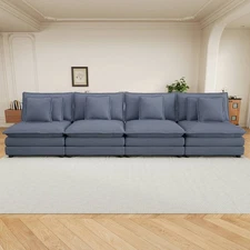 142'' Plush Corduroy Loveseat Sofa Modular Sectional Sofa with 2-Layer Cushion
