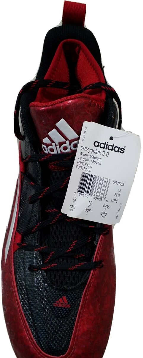 Adidas Crazyquick 2.0 Molded Football Cleats/Shoes Black/Red Adidas Crazyquick 2.0 Molded Football Cleats/Shoes Black/Red