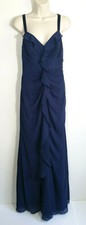 White by Vera Wang Size 6 Blue Long Maxi Bridesmaid Dress Ruffle Ruched Strap