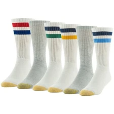 Men's 656S Cotton Crew Athletic Socks Multipairs Stripe White/Light Blue Asso...