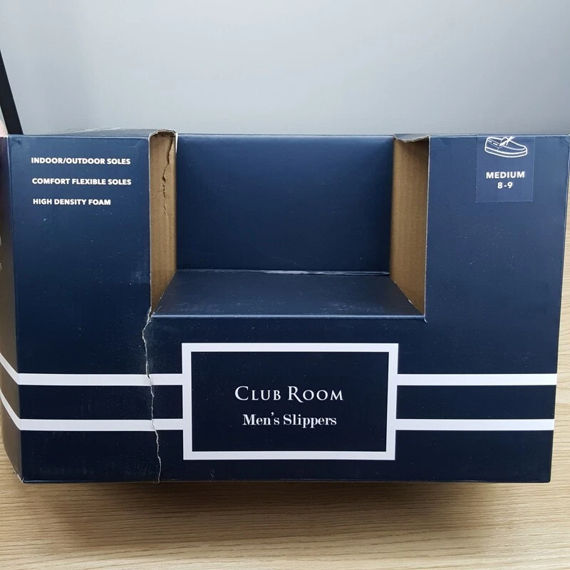 Zapatillas de mocasín CLUB ROOM para hombre talla 8-9 negras de gamuza sintética forradas de felpa Foto 4 de 4