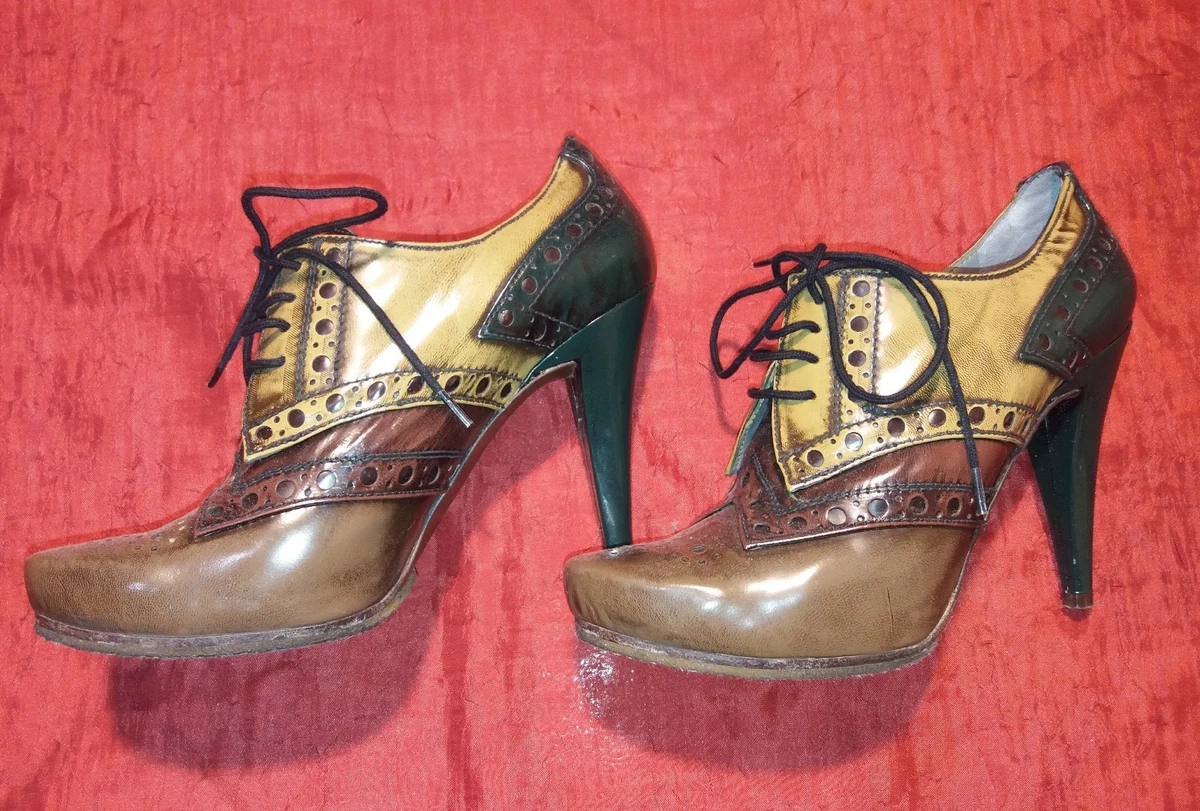 Vintage STEAMPUNK PURA LOPEZ STILETTO 11 CM TG. 40 MADE IN SPAIN