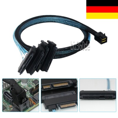 Mini SAS HD Kabel SFF-8643 auf 4x SFF-8482 SAS/SATA Stecker, 100cm