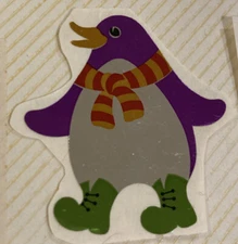 Vintage 1980’s foil shiny penguin sticker 2” by Hambly