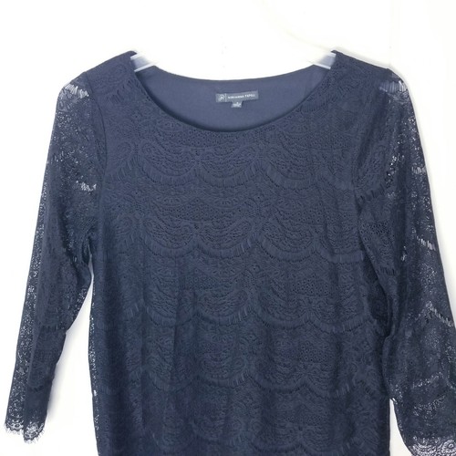 Adrianna Papell Shirt Damen Gr. Small schwarz Spitze gefüttert gewellter Saum - Bild 12 von 17