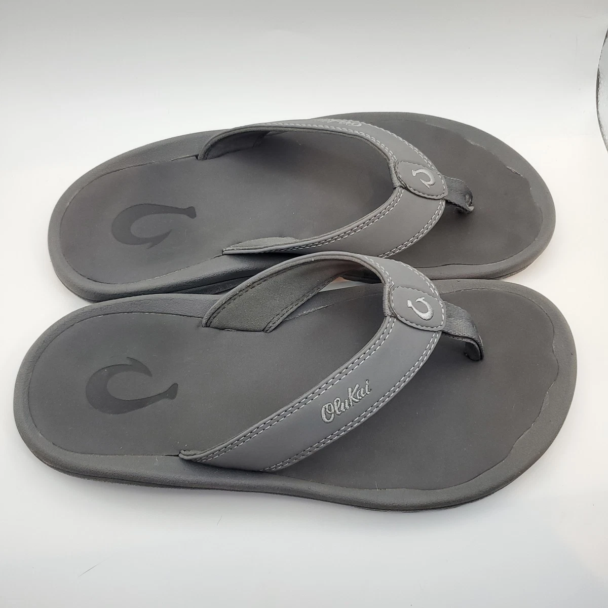 OluKai Tuahine Men size 14 Gray Suede Thong Sandals OluKai Gray Sandals for Men for sale | eBay main image 2