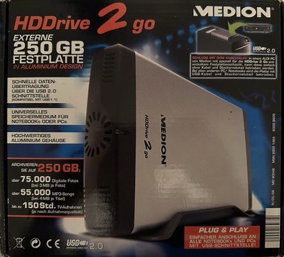 Medion HDDrive 2 go 250 GB | 1. Gen | NEU & OVP | MD 90046.11 | NOS | -RARITÄT-
