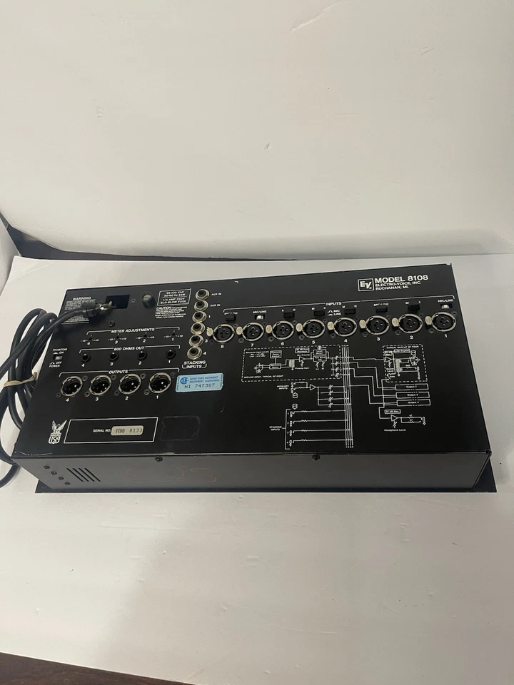 Electrovoice EV 8108 Eight-Channel Analog Mixer Vintage - Image 3 of 3