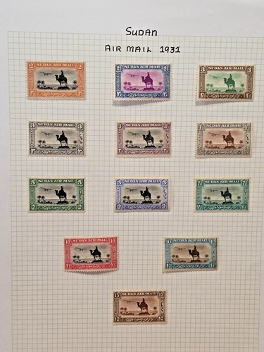 Sudan 1931-1935 Air Mail Camel Postman Complete 12 Stamps Mounted Mint MM Set