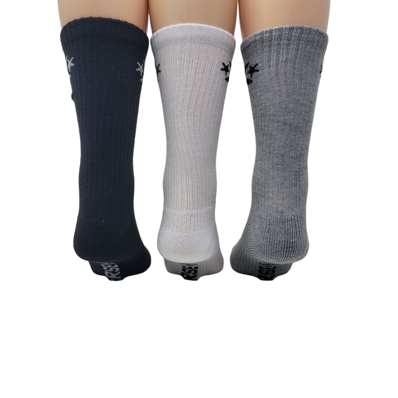 Converse Men's Half Cushion Star Chevron Crew Socks 6-12 3 Pk (Black/White/Gray) thumbnail 3