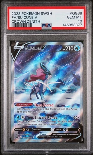 PSA 10 Suicune V GG38/GG70 Pokemon Crown Zenith Galarian Gallery
