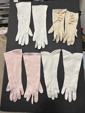 4p Pairs Vintage Women  s Dress Gloves Pink White Beige SZ S Read