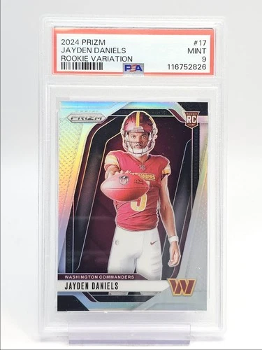 JAYDEN DANIELS 2024 PANINI PRIZM ROOKIE VARIATION SILVER A RC PSA 9 Q0004