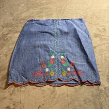 Talbots Embroidered Tropical Linen Blend Skirt Scalloped Hem Women s Petite 10P