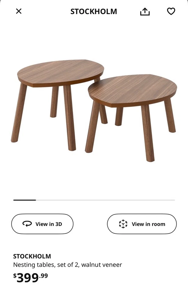 Juego de 2 Mesas Anidadoras IKEA STOCKHOLM Chapa de Nogal Mediados de Siglo Modernas Foto 2 de 4